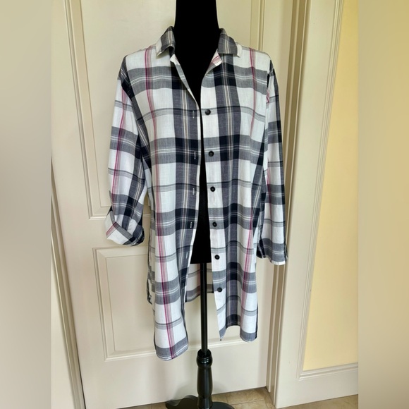 M&S Women 14 Uk Button Down Cover Up Blouson Striped Strap Sleeve Multi Color - Picture 1 of 8